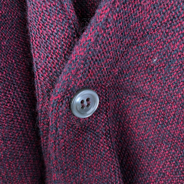 Vintage 1970'S Van Heusen acrylic knit cardigan, made in the USA, size M, men's. Oron Acrylic wine-red Vintage Second Hand
