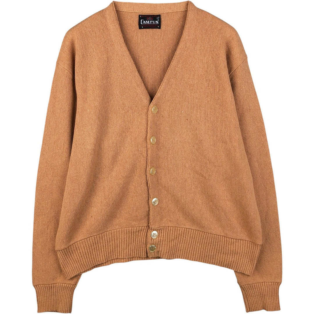 Vintage 70'S Campus acrylic knit cardigan, made in the USA, men's size XL acrylic orange type Vintage Second Hand