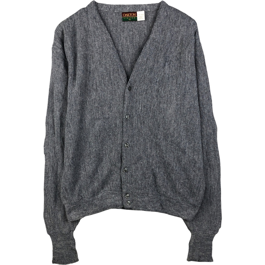 Vintage 80s-90'S OKATON acrylic knit cardigan, made in the USA, men's size XL Oron Acrylic gray type Vintage Second Hand