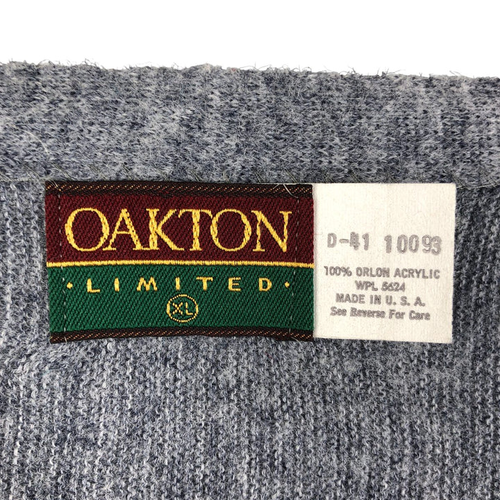 Vintage 80s-90'S OKATON acrylic knit cardigan, made in the USA, men's size XL Oron Acrylic gray type Vintage Second Hand
