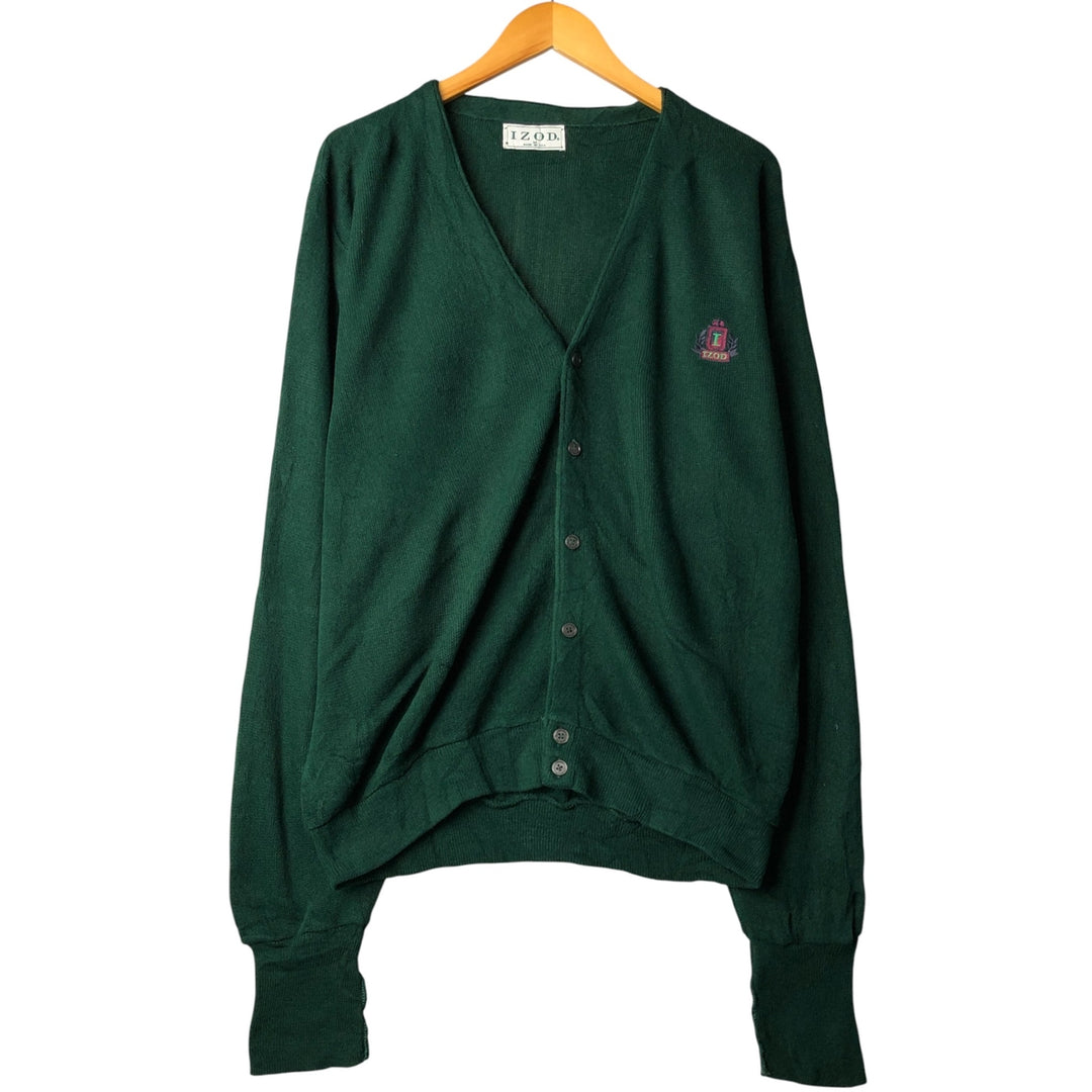 90'S IZOD acrylic knit cardigan, made in the USA, men's size M, vintage unclear green type Vintage Second Hand