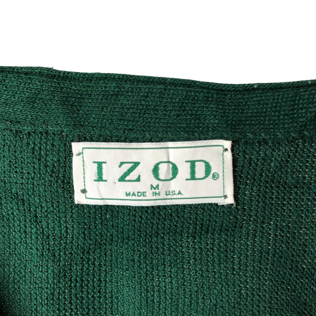 90'S IZOD acrylic knit cardigan, made in the USA, men's size M, vintage unclear green type Vintage Second Hand