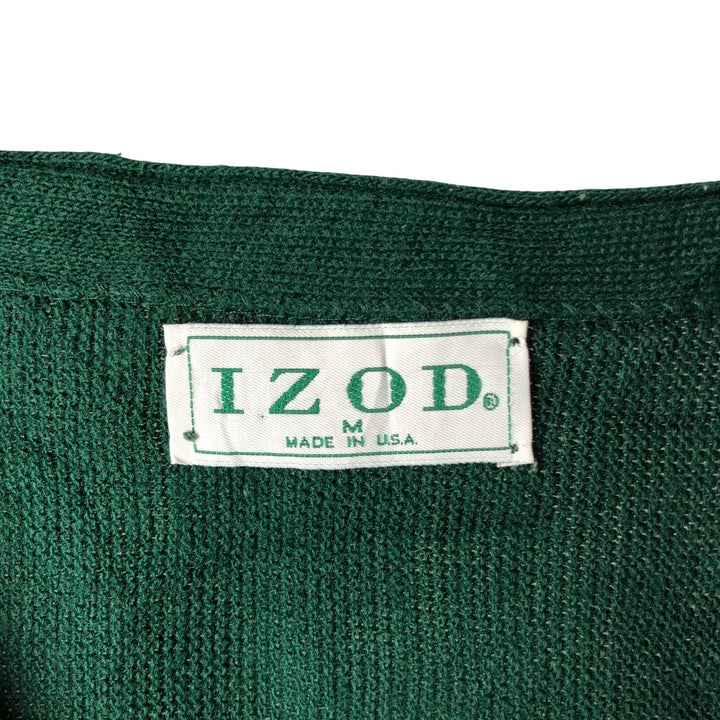 90'S IZOD acrylic knit cardigan, made in the USA, men's size M, vintage unclear green type Vintage Second Hand