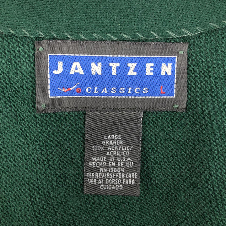 Vintage 90'S Jantzen Classics acrylic knit cardigan, made in the USA, size L, men's acrylic Green type dark green Vintage Second Hand