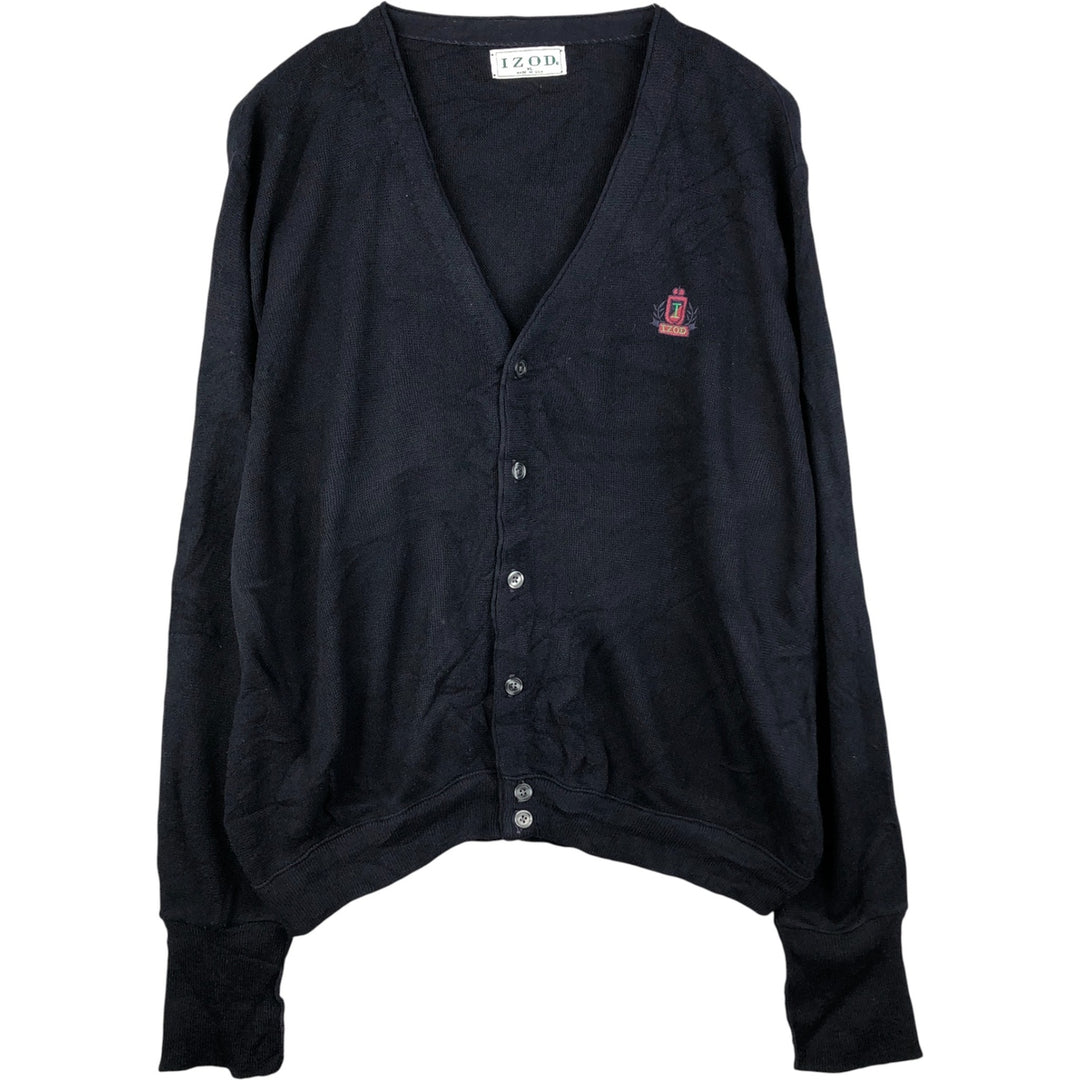 90'S IZOD acrylic knit cardigan, made in the USA, men's size XL, vintage unclear navy blue type Vintage Second Hand