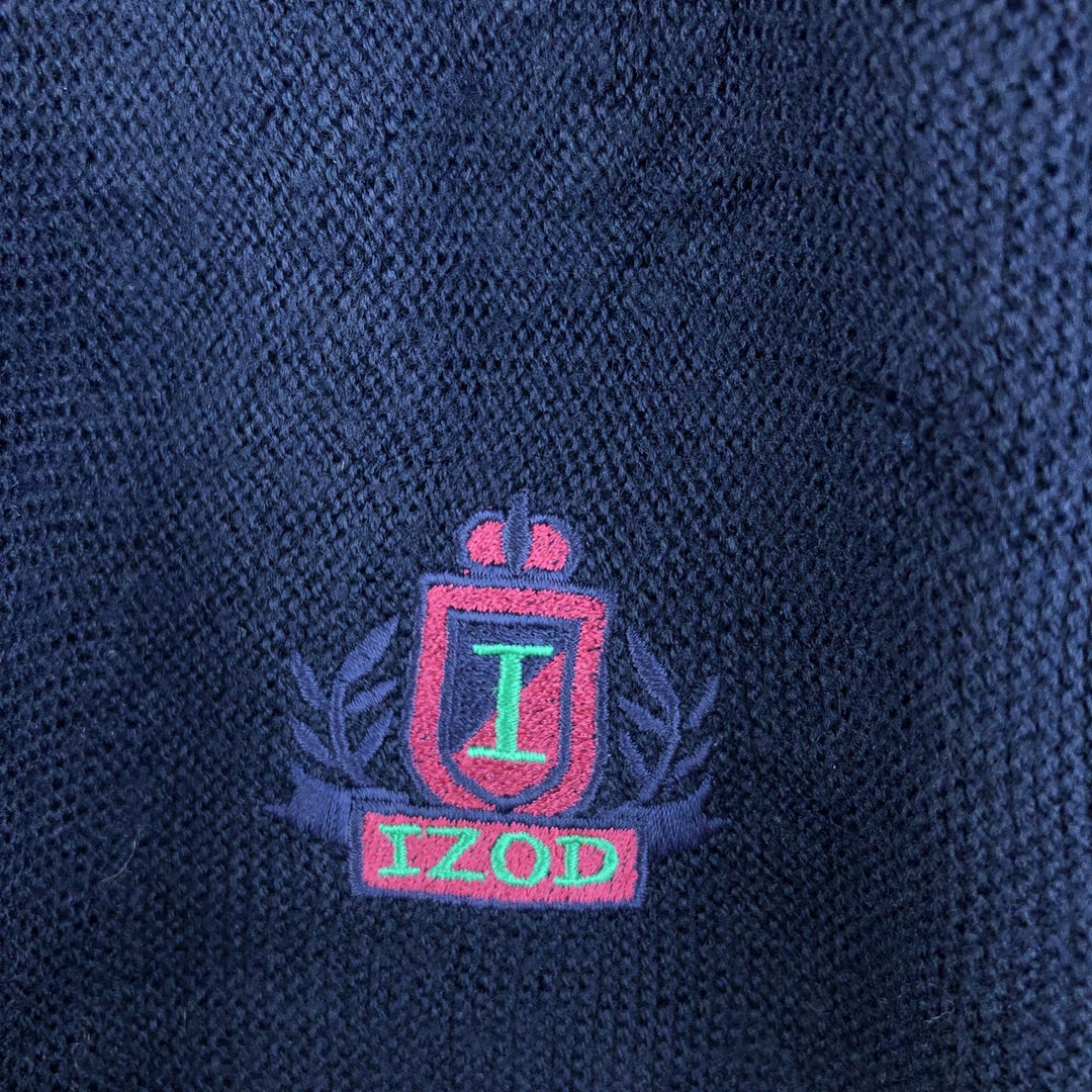 90'S IZOD acrylic knit cardigan, made in the USA, men's size XL, vintage unclear navy blue type Vintage Second Hand
