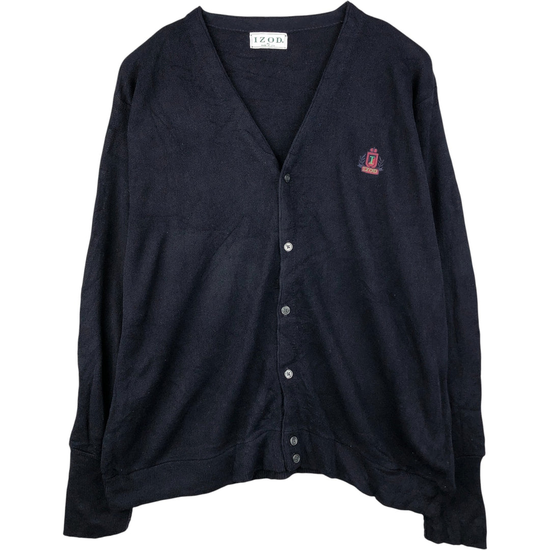 90'S IZOD acrylic knit cardigan, made in the USA, men's size XL, vintage unclear navy blue type Vintage Second Hand