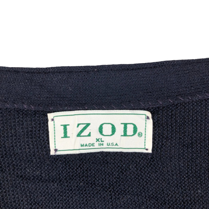 90'S IZOD acrylic knit cardigan, made in the USA, men's size XL, vintage unclear navy blue type Vintage Second Hand