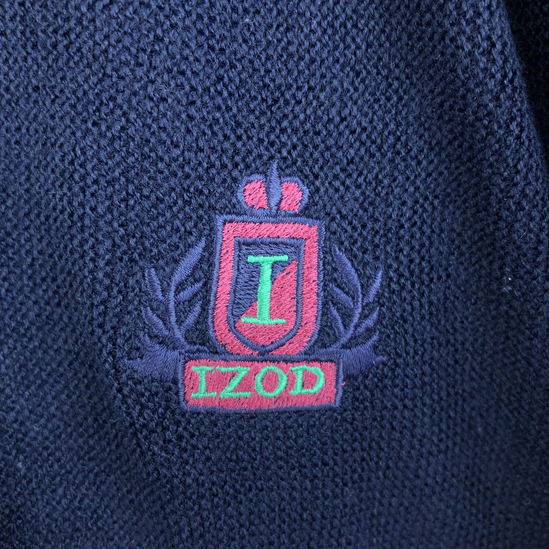 90'S IZOD acrylic knit cardigan, made in the USA, men's size XL, vintage unclear navy blue type Vintage Second Hand