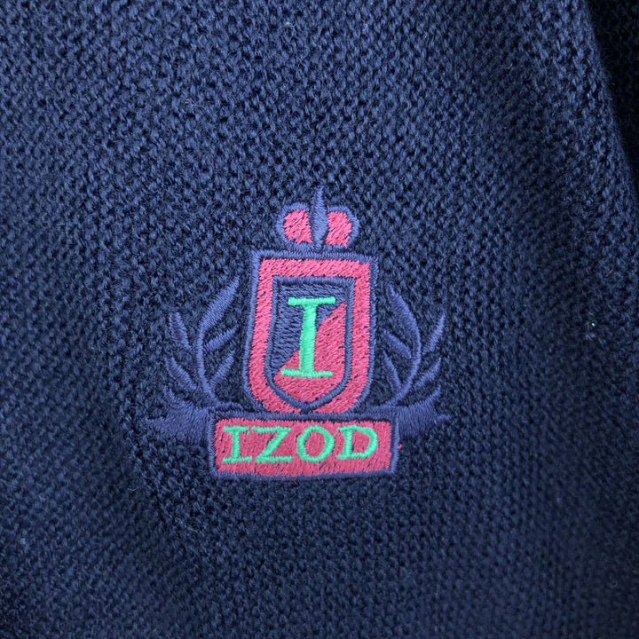 90'S IZOD acrylic knit cardigan, made in the USA, men's size XL, vintage unclear navy blue type Vintage Second Hand