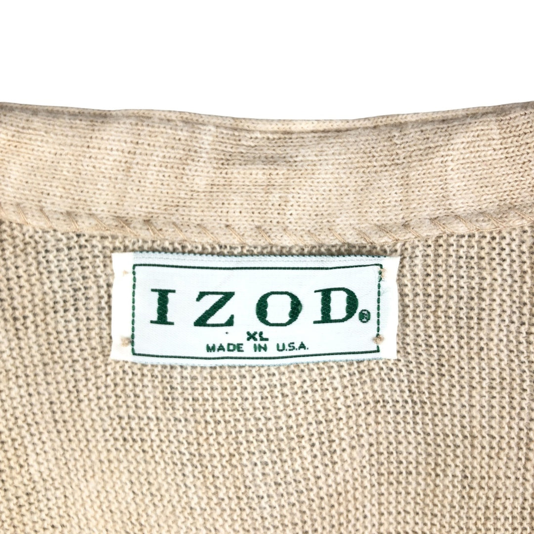 IZOD knit cardigan, made in the USA, men's size XL unclear ivory Vintage Second Hand
