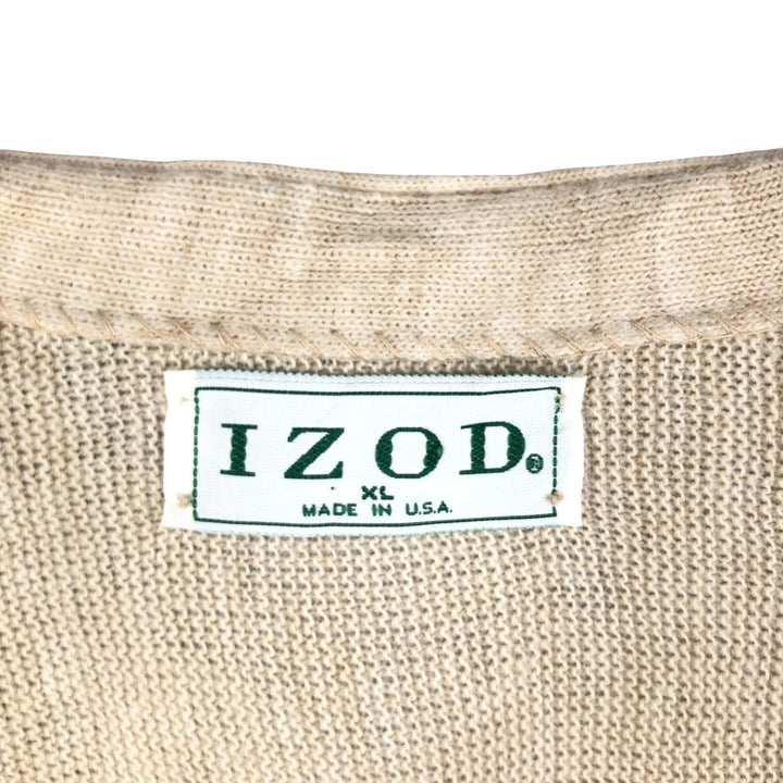 IZOD knit cardigan, made in the USA, men's size XL unclear ivory Vintage Second Hand