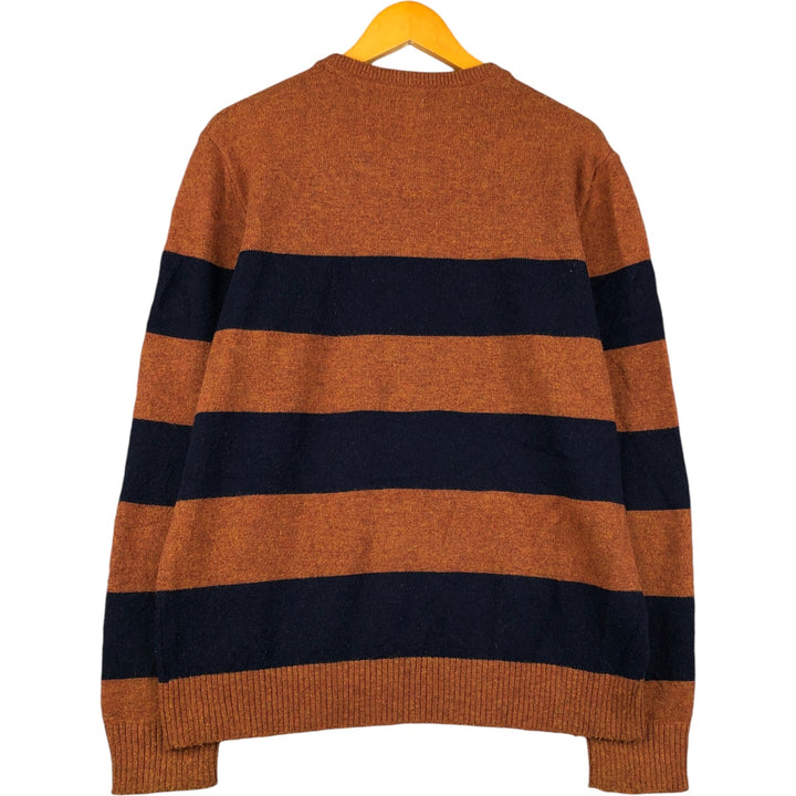 2000'S GAP Striped Pattern Nylon and Merino Wool Knit Sweater, Men's Size L Merino wool brown type Vintage Second Hand