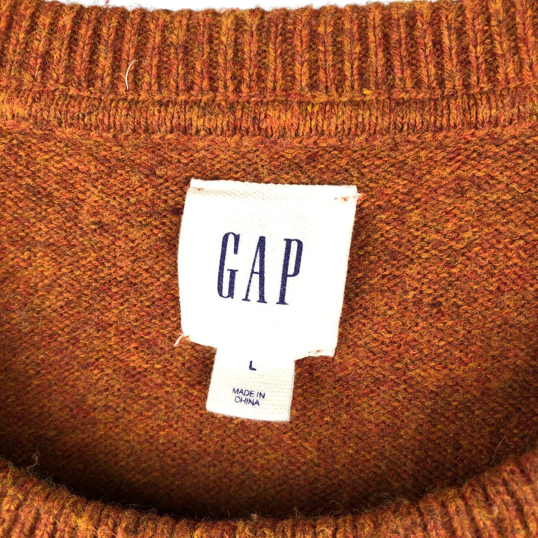2000'S GAP Striped Pattern Nylon and Merino Wool Knit Sweater, Men's Size L Merino wool brown type Vintage Second Hand