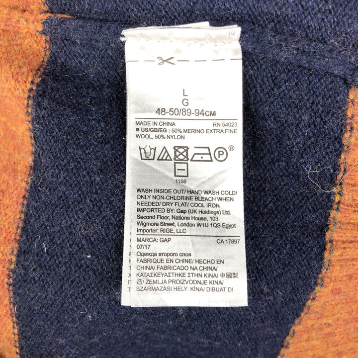 2000'S GAP Striped Pattern Nylon and Merino Wool Knit Sweater, Men's Size L Merino wool brown type Vintage Second Hand