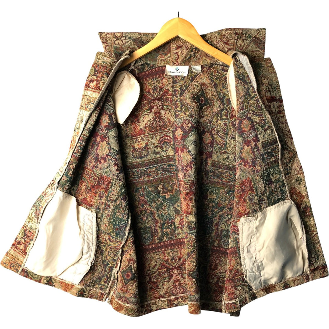 90'S Erin London all-over print Gobelin jacket, women's size XL, vintage polyester brown type Vintage Second Hand