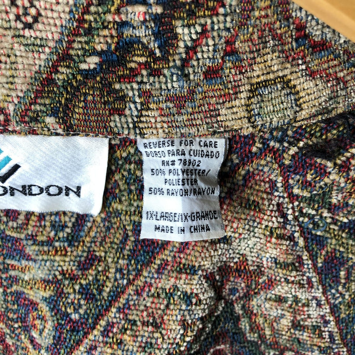 90'S Erin London all-over print Gobelin jacket, women's size XL, vintage polyester brown type Vintage Second Hand