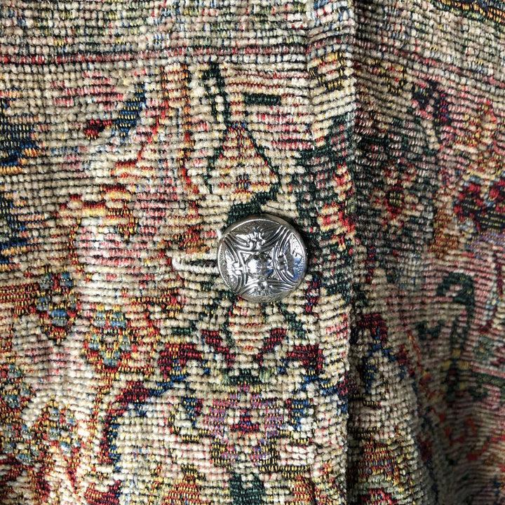 90'S Erin London all-over print Gobelin jacket, women's size XL, vintage polyester brown type Vintage Second Hand