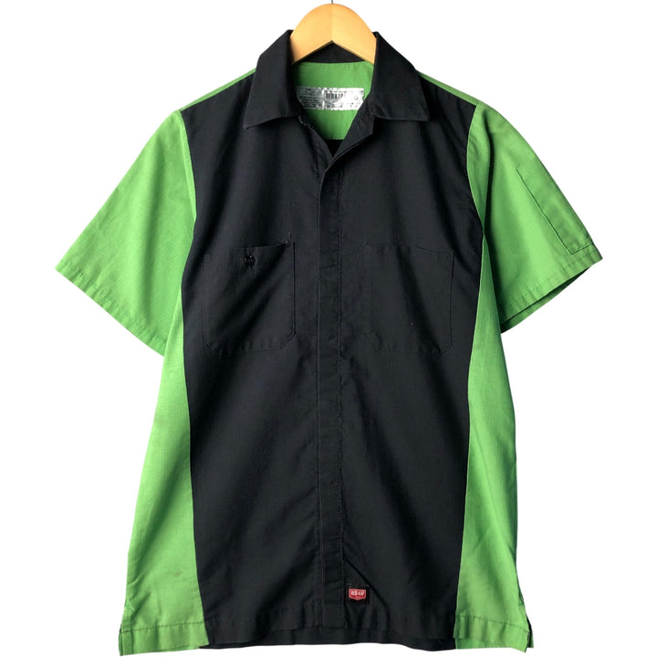 Red kap Open Collar Two-Tone Short Sleeve Work Shirt, Men's Size Small polyester navy blue type Vintage Second Hand