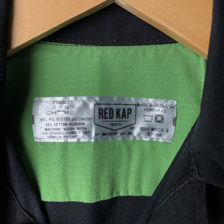 Red kap Open Collar Two-Tone Short Sleeve Work Shirt, Men's Size Small polyester navy blue type Vintage Second Hand