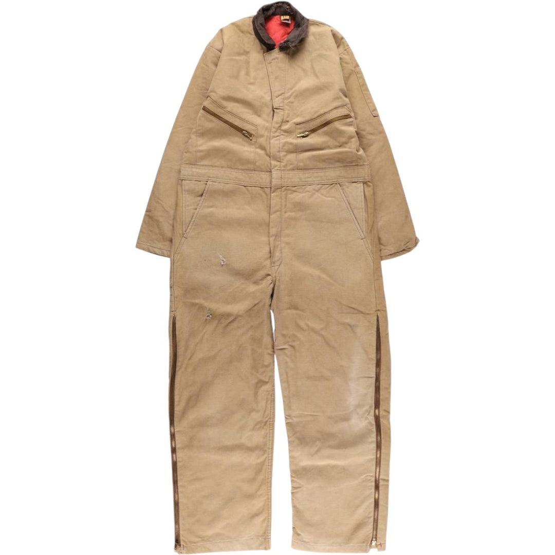 Oversized 70s-80'S Big Ben BIGBEN duck print long-sleeved jumpsuit, men's size W42, vintage cotton brown type Vintage Second Hand