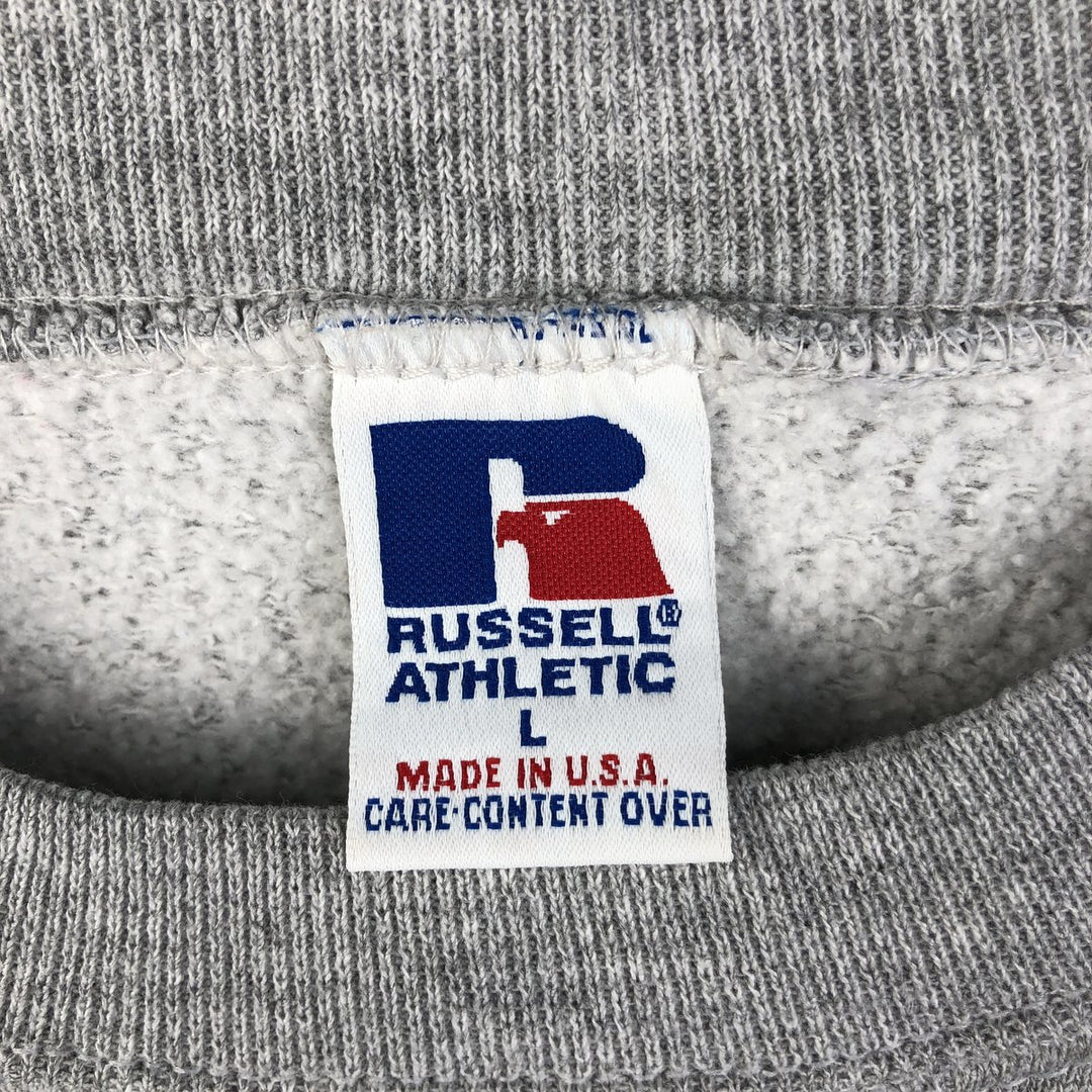 90'S Russell College Character Sweatshirt, Made in USA, Men's Size L, Vintage cotton gray type Vintage Second Hand