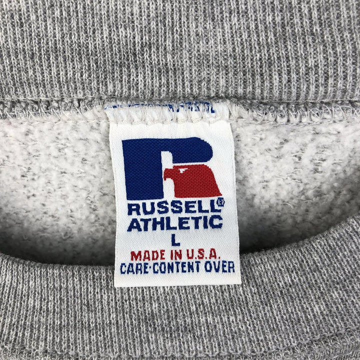 90'S Russell College Character Sweatshirt, Made in USA, Men's Size L, Vintage cotton gray type Vintage Second Hand