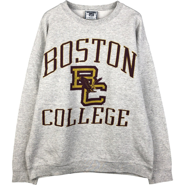 90'S Lee Boston Boston University Eagle Pattern Triple Print College Sweatshirt, Made in USA, Men's Size L cotton pale white type Vintage Second Hand