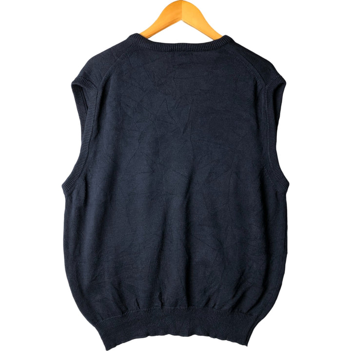 Jos. A. Bank V-neck cotton knit vest, made in the USA, size M cotton navy blue type Vintage Second Hand