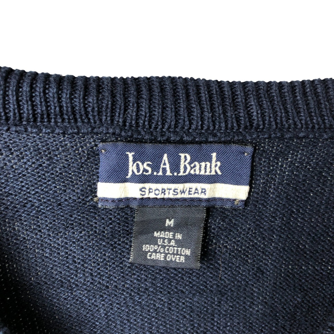 Jos. A. Bank V-neck cotton knit vest, made in the USA, size M cotton navy blue type Vintage Second Hand