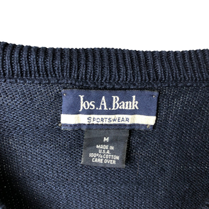 Jos. A. Bank V-neck cotton knit vest, made in the USA, size M cotton navy blue type Vintage Second Hand