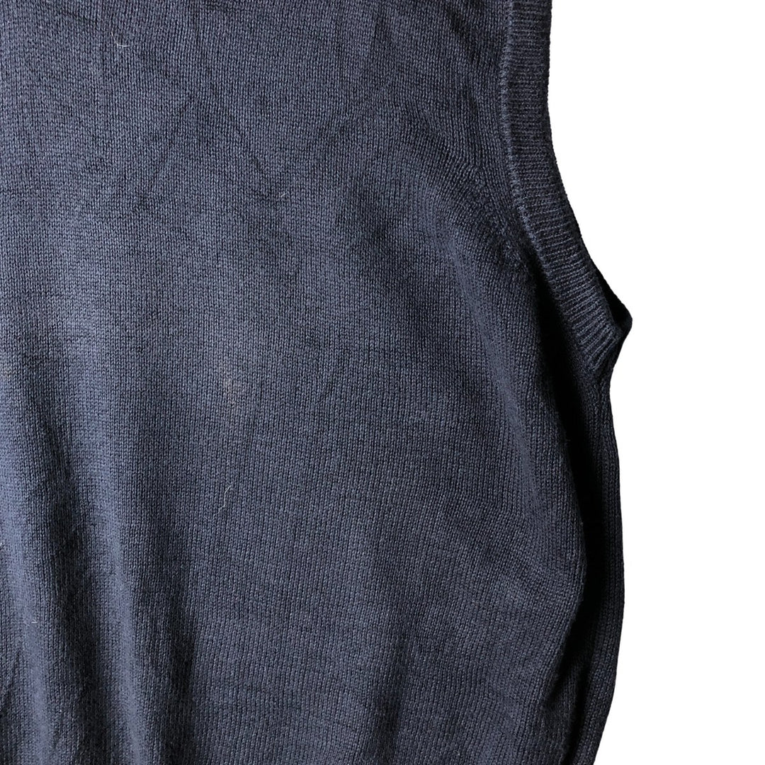 Jos. A. Bank V-neck cotton knit vest, made in the USA, size M cotton navy blue type Vintage Second Hand