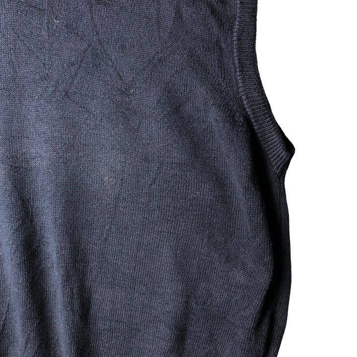 Jos. A. Bank V-neck cotton knit vest, made in the USA, size M cotton navy blue type Vintage Second Hand