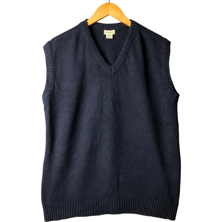 GHBass V-neck cotton knit vest, made in the USA, men's size L cotton navy blue type Vintage Second Hand