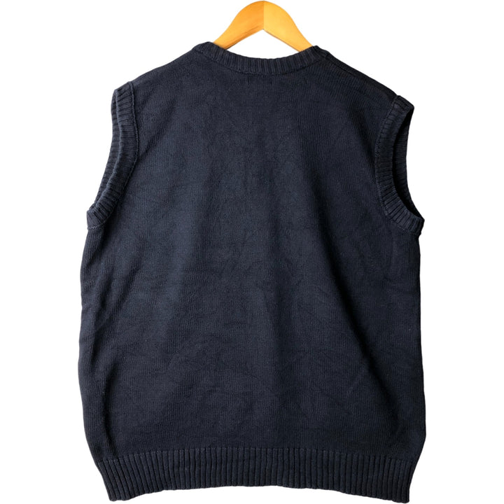 GHBass V-neck cotton knit vest, made in the USA, men's size L cotton navy blue type Vintage Second Hand