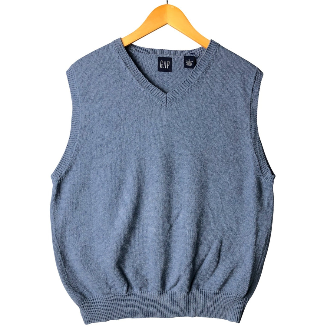 90'S GAP Vintage Ribbed V-Neck Cotton Knit Vest, Men's Size Medium cotton Blue type light blue Vintage Second Hand