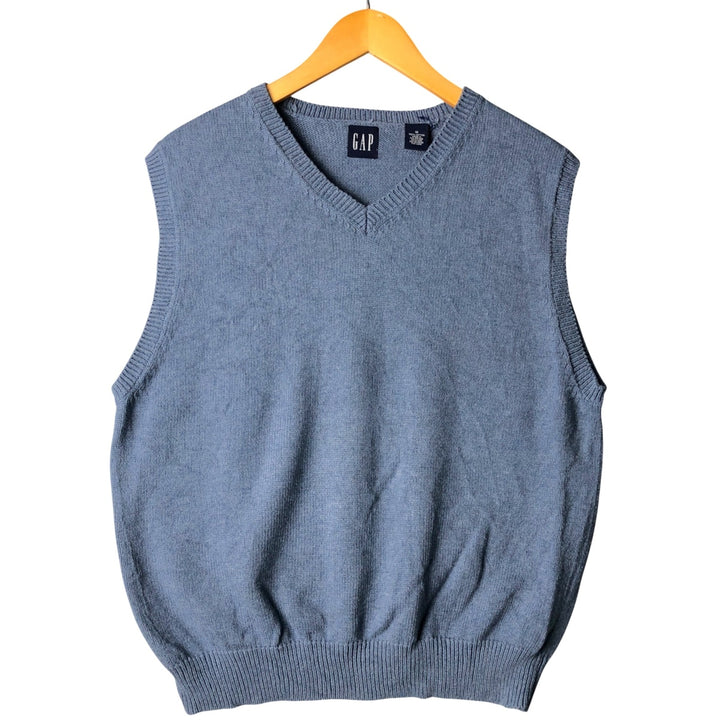 90'S GAP Vintage Ribbed V-Neck Cotton Knit Vest, Men's Size Medium cotton Blue type light blue Vintage Second Hand