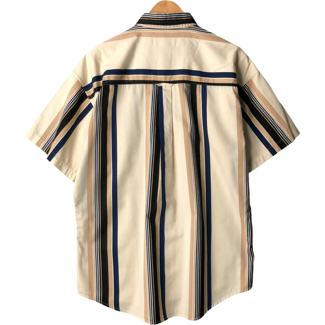 Ralph Lauren Chaps short-sleeved button-down striped shirt, men's size L cotton Beige type Vintage Second Hand