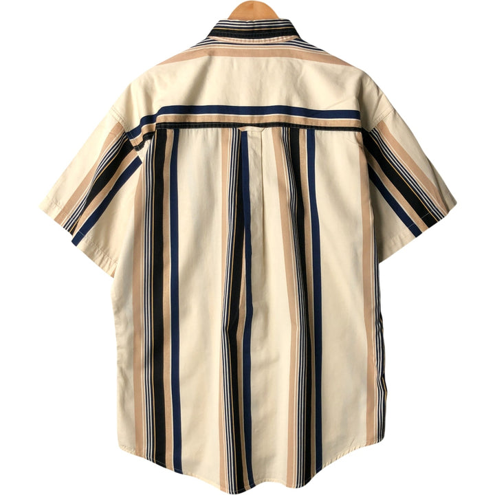 Ralph Lauren Chaps short-sleeved button-down striped shirt, men's size L cotton Beige type Vintage Second Hand