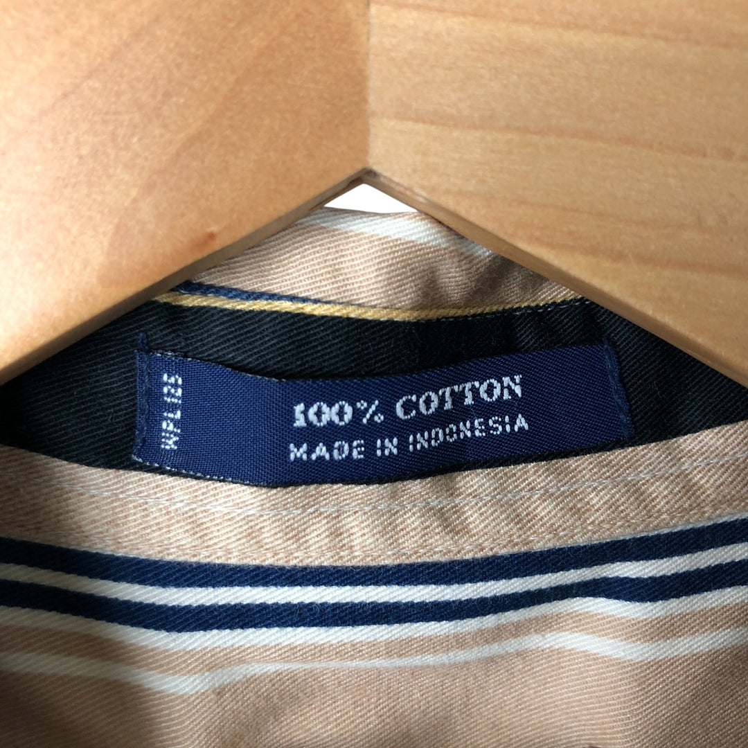 Ralph Lauren Chaps short-sleeved button-down striped shirt, men's size L cotton Beige type Vintage Second Hand
