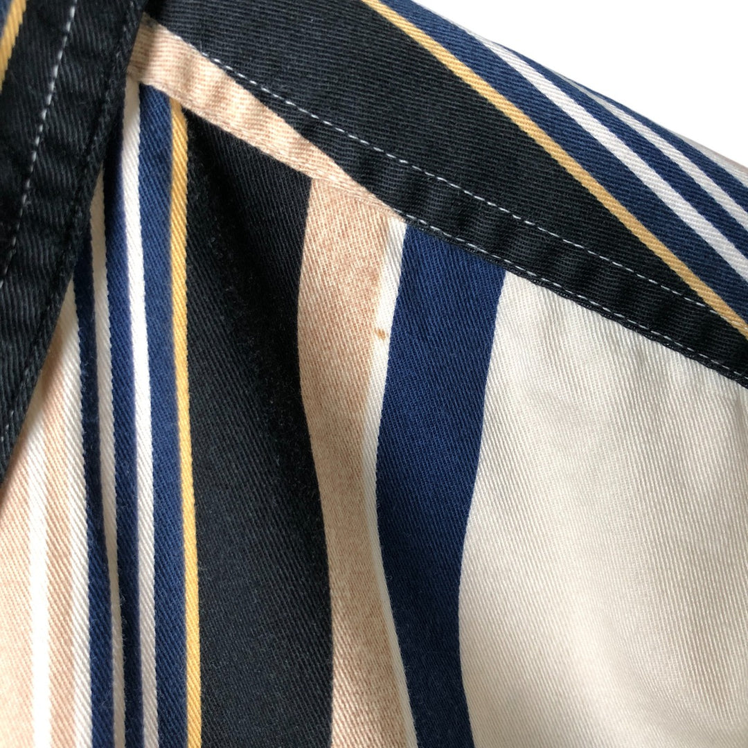 Ralph Lauren Chaps short-sleeved button-down striped shirt, men's size L cotton Beige type Vintage Second Hand
