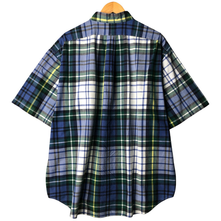 Ralph Lauren Big Shirt, Short Sleeve Button-Down Check Shirt, Men's Size XL cotton white type Vintage Second Hand