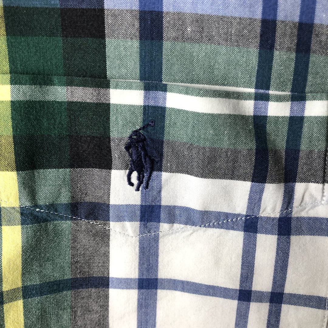 Ralph Lauren Big Shirt, Short Sleeve Button-Down Check Shirt, Men's Size XL cotton white type Vintage Second Hand