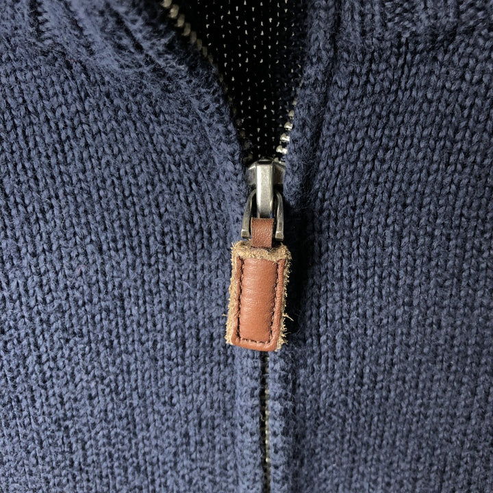 Ralph Lauren POLO RALPH LAUREN Cotton Knit Half-Zip Sweater Men's XXL cotton navy blue type Vintage Second Hand