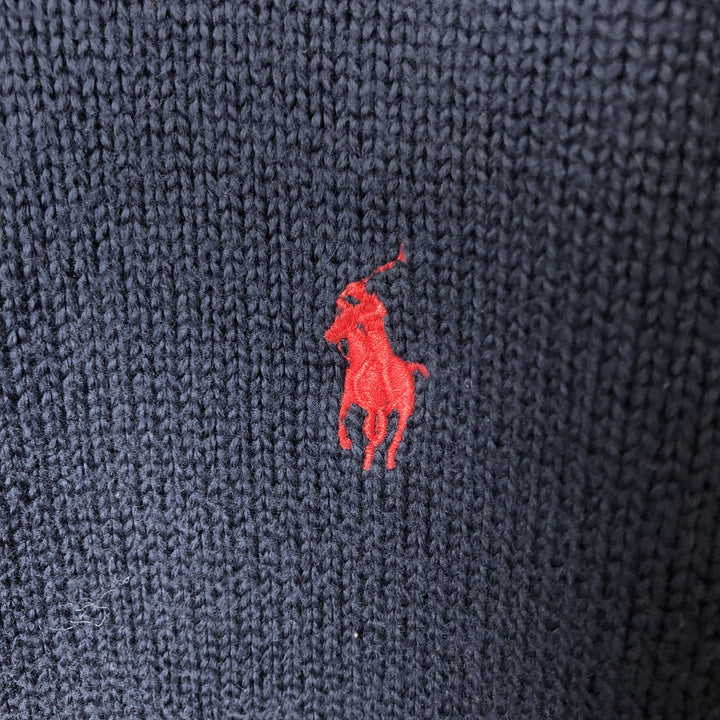 Ralph Lauren POLO RALPH LAUREN Cotton Knit Half-Zip Sweater Men's XXL cotton navy blue type Vintage Second Hand