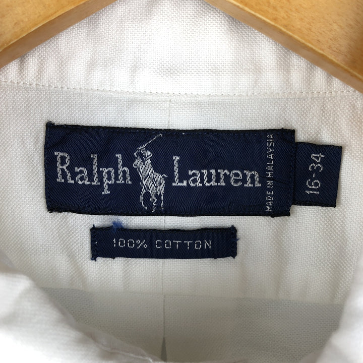 Ralph Lauren long sleeve button down shirt, men's size L cotton white type Vintage Second Hand