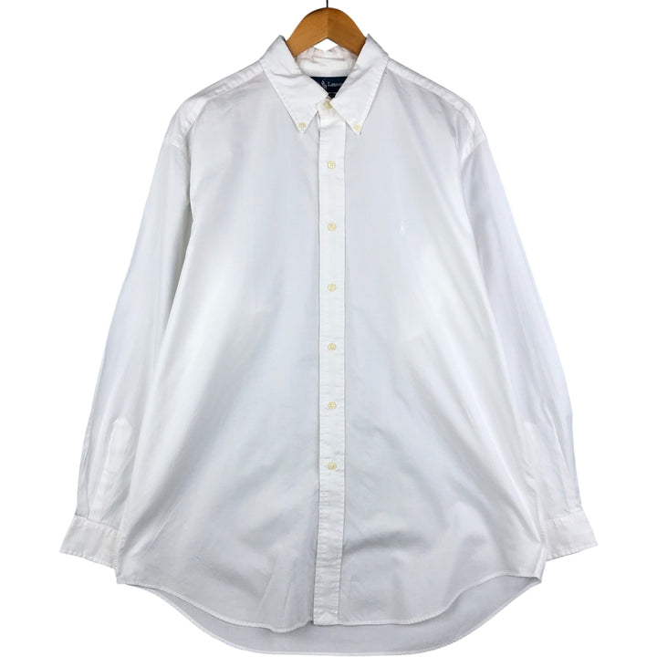 Ralph Lauren YARMOUTH long sleeve button down shirt, men's size L cotton white type Vintage Second Hand