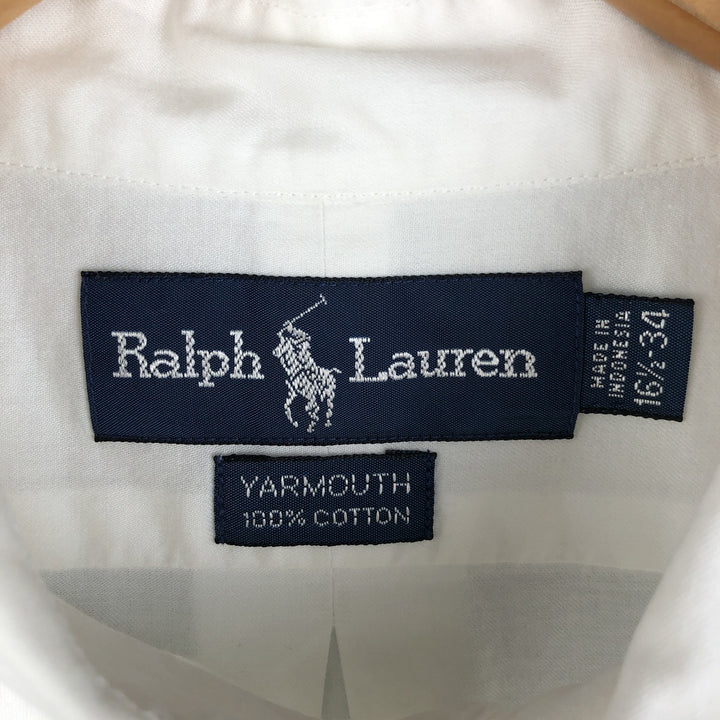 Ralph Lauren YARMOUTH long sleeve button down shirt, men's size L cotton white type Vintage Second Hand