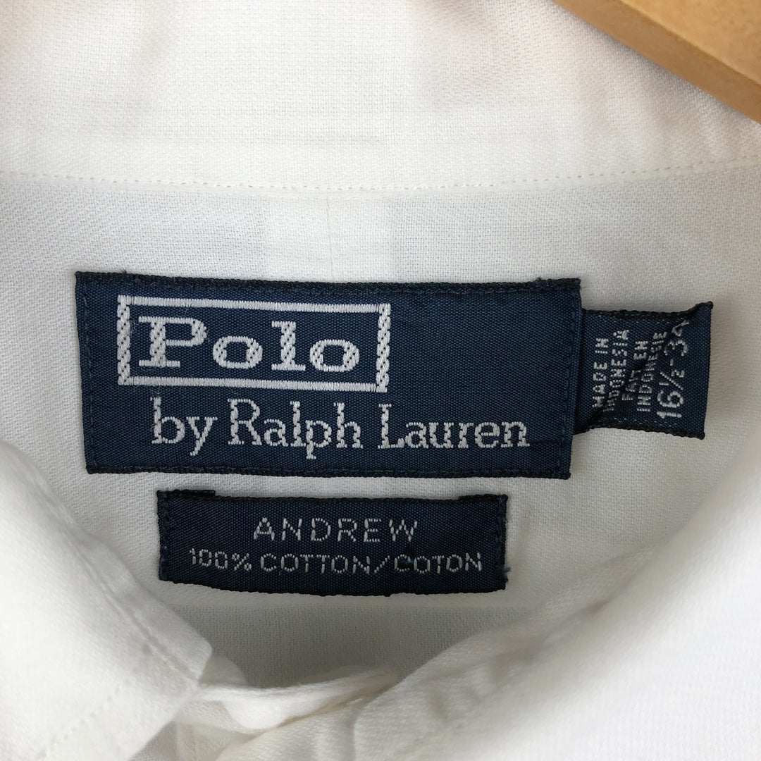 Ralph Lauren POLO by Ralph Lauren ANDREW long sleeve cotton shirt, men's size L cotton white type Vintage Second Hand