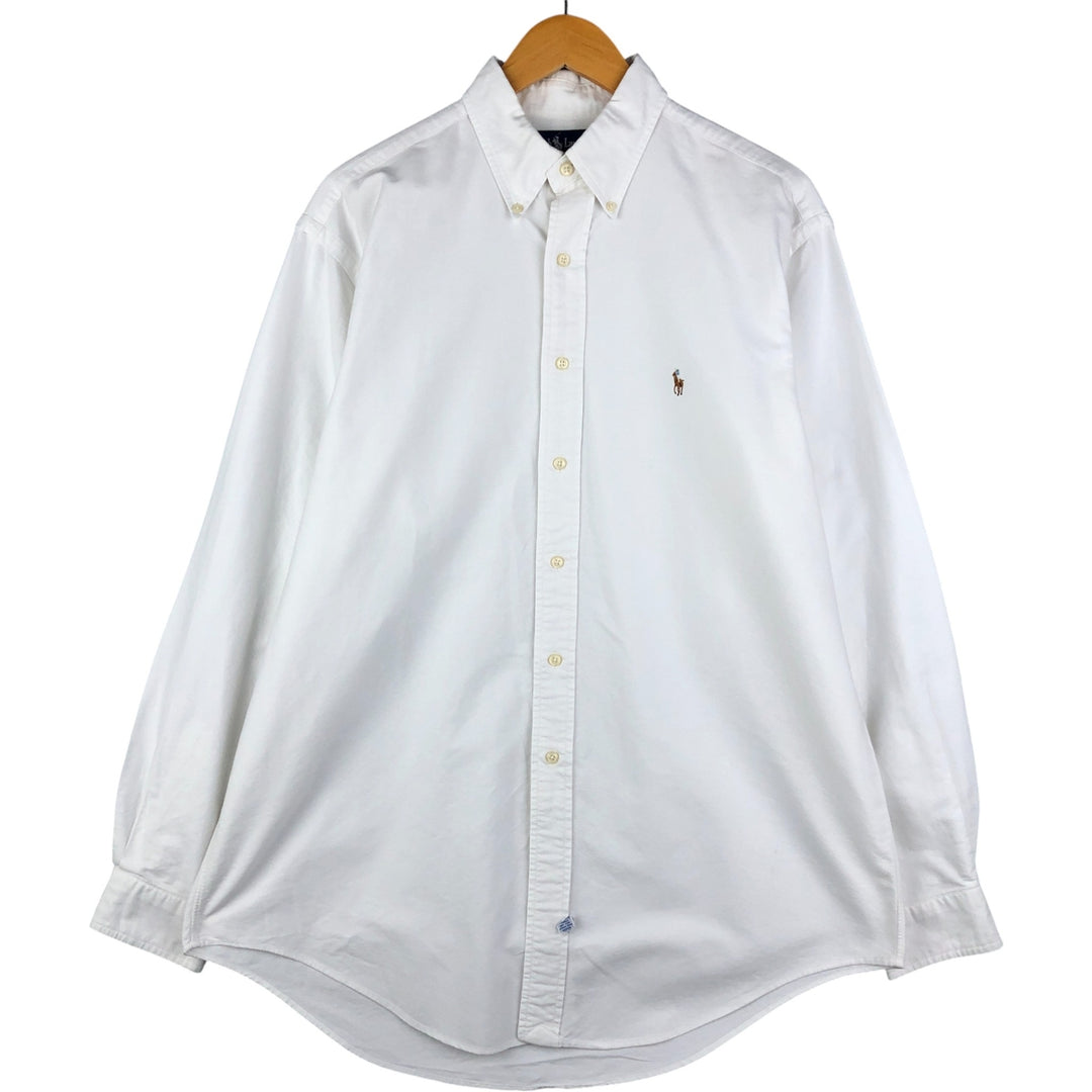 Ralph Lauren YARMOUTH long sleeve button down shirt, men's size L cotton white type Vintage Second Hand